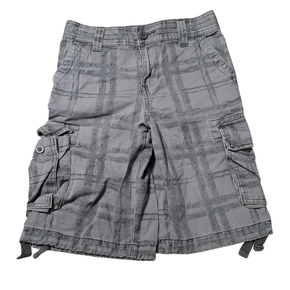 Boys Urban Pipeline Grey Plaid Cargo Shorts Size 12